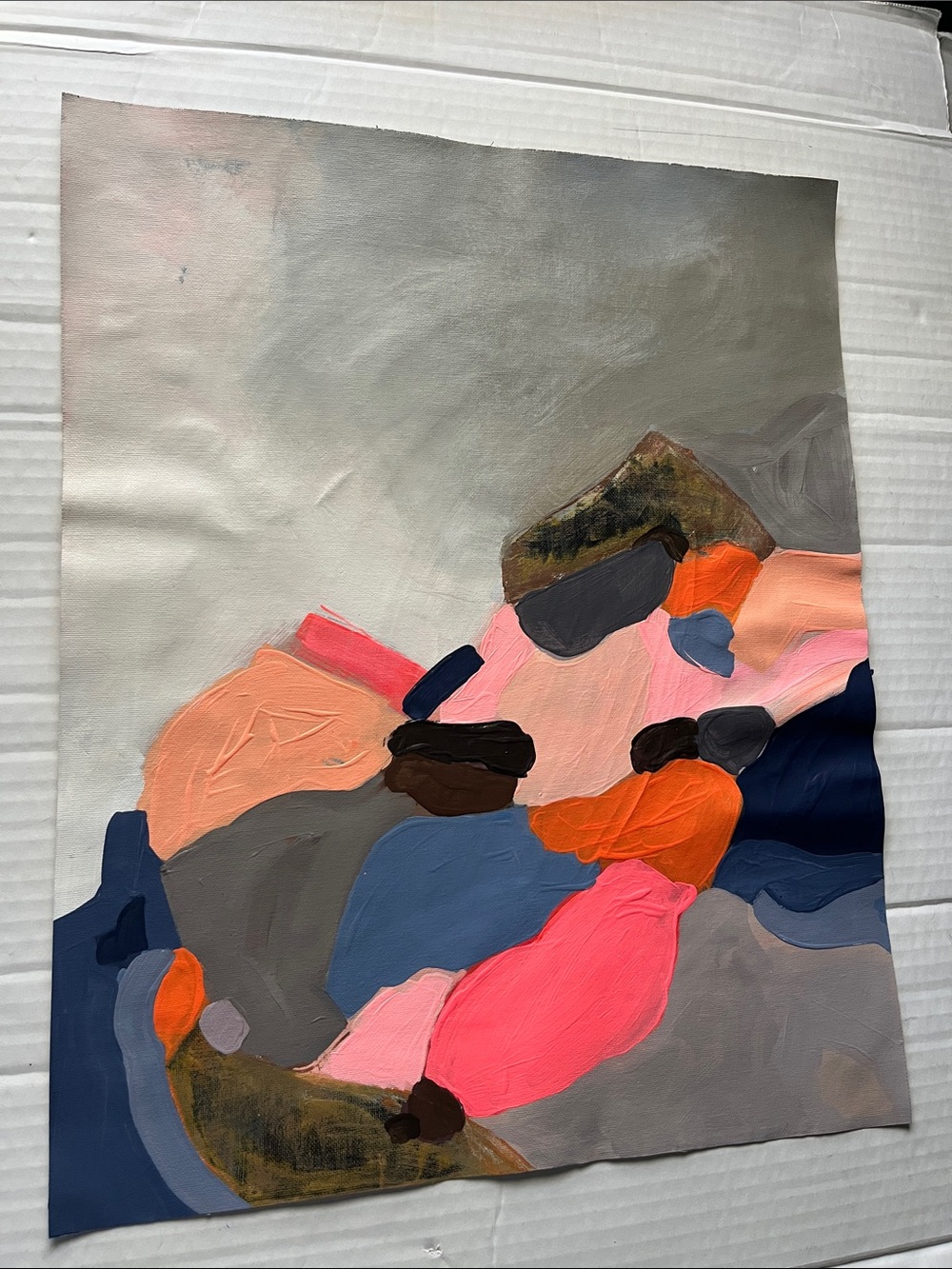 16x20” Abstract Pink/Blue Original Painting | Unframed Wall Art